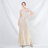 31621# New A- line Large Hem Dress Craft Beaded Sequined Long A- line Evening Dress