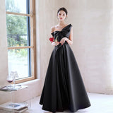 SOLVBAO Black Evening Dress New  New Satin Dress Texture Western Style Company Annual Meeting Graduation Dress Summer