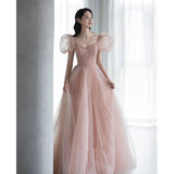 SOLVBAO Pink Evening Dress Art Exam  Summer New Banquet Toast Dress Engagement Dress Host Annual Meeting Dress