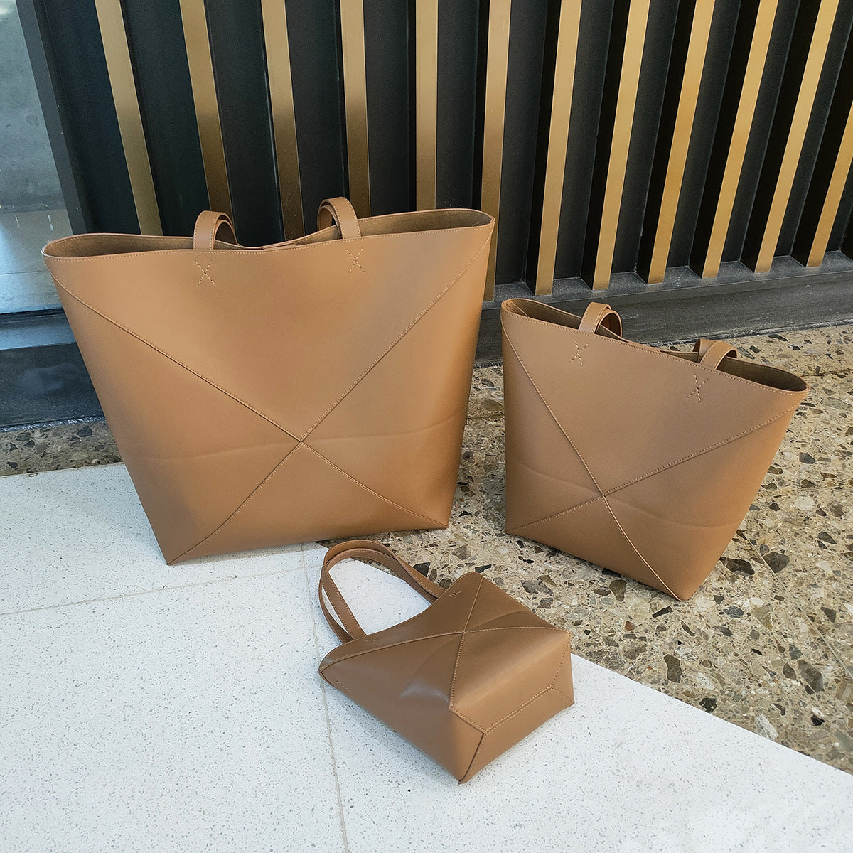 SOLVBAO 2025 New large-capacity woven geometric bag, leather fashion casual soft leather tote bag, commuting to work, underarm shoulder bag