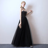 New Black Long Camisole Gown Dress Birthday Party Dress Banquet Host Performance Annual Party Evening Dress