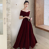 SOLVBAO Black Slimming Evening Dress Women's  Summer plus Size off-Shoulder Long Banquet Temperament Long Annual Meeting Dress