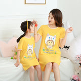 SOLVBAO Summer Girls' Nightdress Pure Cotton Children's Thin Short Sleeve Pajamas Air Conditioning Clothes Girls' Big Children Parent-Child Mother-Daughter Matching Outfit Wholesale