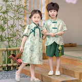 SOLVBAO Boys Han Chinese Clothing Suits Girls National Style Cheongsam Summer Children Ancient Chinese Costume Baby Tang Costume Children's Day Performance Clothing