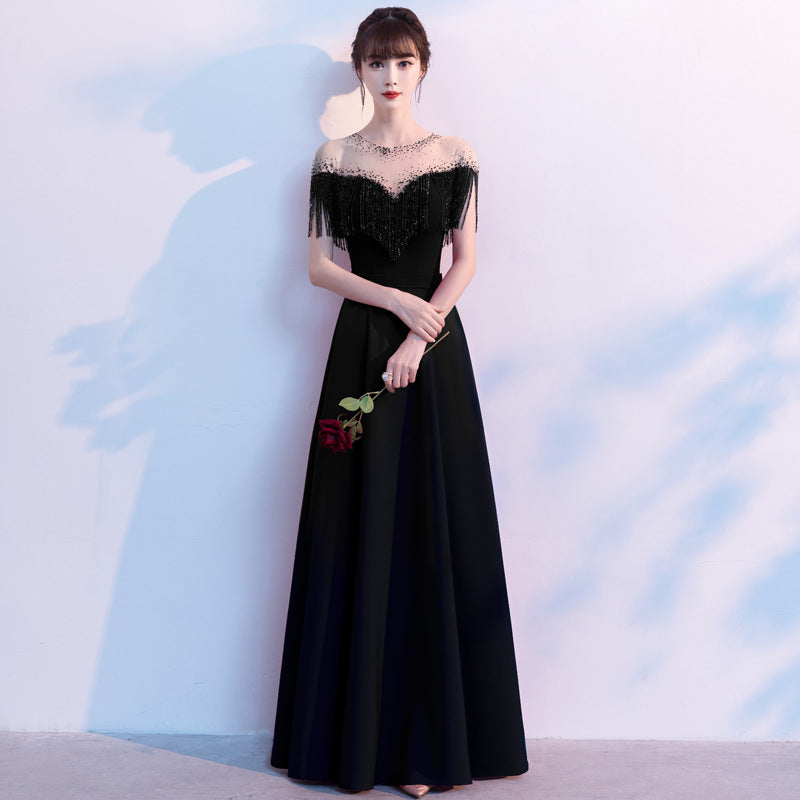 SOLVBAO Black Evening Dress  New Elegant Socialite Engagement Dress Award Ceremony Host Banquet Dress Summer