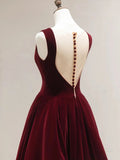 Solvbao Beautiful Wine Red Velvet Long Simple Party Dress, Wine Red Bridesmaid Dresses