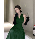 SOLVBAO High-End Birthday Party Dress Elegant Socialite Long Engagement Dress Sexy Backless Purple Halter Dress