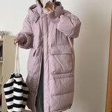 2023 new winter down jacket women's medium and long over-knee loose thick and thin hooded ins jacket