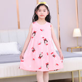 SOLVBAO Summer Child Girl Sleeveless Bourette Dress Princess Dress Vest Dress Summer Dress