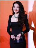 SOLVBAO Celebrity Style Shu Qi High-End Fishtail Banquet Annual Meeting  New Long Sleeve Autumn and Winter Evening Dress in Stock