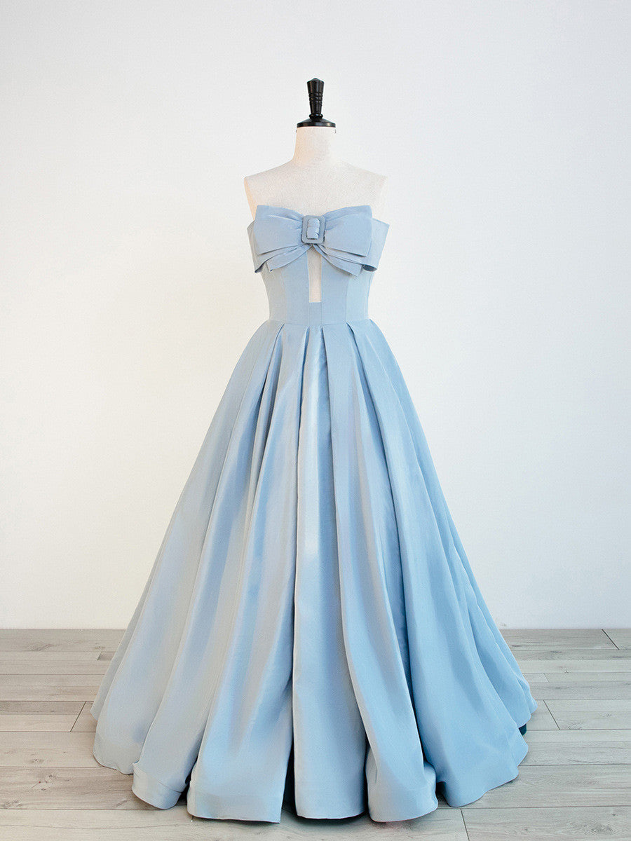 Solvbao Blue Satin Floor Length Party Dress Prom Dress, Blue Evening Formal Dress