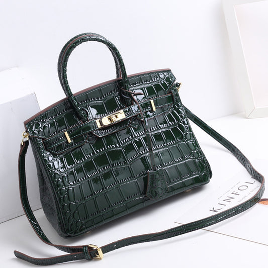 SOLVBAO 2025  new patent leather alligator pattern platinum bag chain genuine leather women's bag fashionable versatile atmospheric shoulder handbag