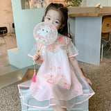 SOLVBAO Girls Dress Summer  New Ancient Chinese Clothing Short Sleeve Children Princess Dress Girls' Clothing Summer Kids' Skirt