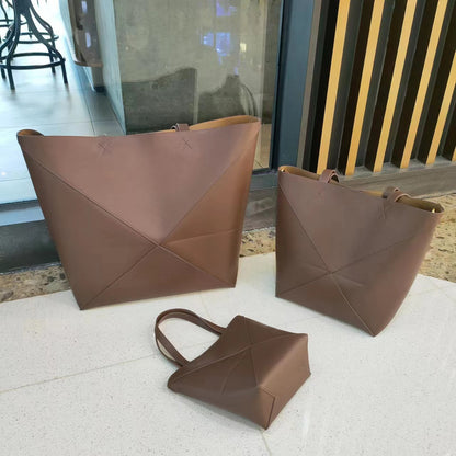 SOLVBAO 2025 New large-capacity woven geometric bag, leather fashion casual soft leather tote bag, commuting to work, underarm shoulder bag