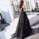 solvbao Sexy Black Sweetheart Tulle Long Party Dress, Chic Black Evening Dress Prom Dress