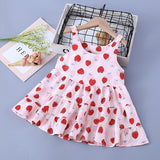 SOLVBAO New Girls Noil Poplin Dress  Summer Fashionable Floral Princess Dress Children Baby Thin Halter Skirt