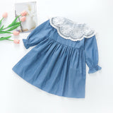 SOLVBAO Girls' Spring and Autumn Clothing  New Fake Two-Piece Dress Shirt Dress Medium and Large Children's Long Sleeve Princess Dress Fashionable Skirt