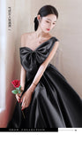 SOLVBAO Evening Dress Socialite Style Satin One-Shoulder Bow Black Host Adult Ceremony Birthday Banquet Bride Toast Dress