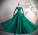 Solvbao Fashionable Green Satin Scoop Long Prom Dress, A-line Green Evening Dress, Formal Dress