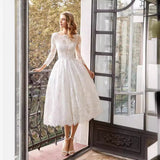 SOLVBAO Summer  Women's New Dress Long Sleeve Slim Wedding Dress  Intellectual Style Lace Skirt