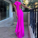 SOLVBAO Fashion Solid Color Cross-Border Women's Clothing Long Dress Halter Sexy Backless Dress