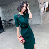 SOLVBAO Small Dress Women's Short Host Dress Elegant Socialite Daily Style Elegant Banquet Evening Dress