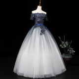 Solvbao Beautiful Gradient Sequins and Tulle Long Party Dress, Blue Evening Dress Sweet 16 Gowns