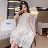 SOLVBAO Girls Dress  Summer New Style Western Style Medium and Big Children Temperament Fairy Skirt Girls Ruffled Princess Dress Fashion