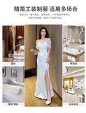 SOLVBAO Nightclub Chest-Wrapped Backless Evening Dress Banquet Host Car Model Dress Sexy Long Slit Mopping Female Dress