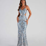 SOLVBAO Cross-Border New Arrival European and American Sexy V-neck Sequins Evening Gown Elegant Banquet Party Party Dress