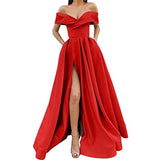 SOLVBAO Dress  New European and American Foreign Trade Cross-Border Party Evening Dress off-Shoulder Satin Long Overseas Warehouse Dress