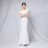 SOLVBAO 18732#6 Colors off-Shoulder Banquet Evening Dress Fashion Party Long Elegant Slim and Sexy Fishtail Dress