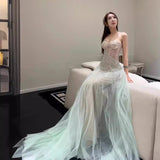 SOLVBAO New Chinese Style Tube Top Dress  New Summer Socialite Trailing Birthday Party Little Dress Banquet Evening Dress