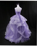 Solvbao Cute Light Purple Tulle Long Layers Straps Party Dress, Sweet 16 Formal Gown