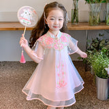 SOLVBAO Girls Dress Summer  New Ancient Chinese Clothing Short Sleeve Children Princess Dress Girls' Clothing Summer Kids' Skirt