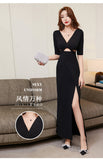 SOLVBAO 2021 New Sexy Low-Cut Evening Dress Bar Nightclub Work Dress Company Annual Meeting Long Style Dress Temperament Female