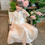 SOLVBAO Girls' Chinese Style Dress  Summer New Children's Han Chinese Costume Dress Older Girls' Summer Clothes Princess Dress Suit