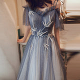 Solvbao Beautiful Off Shoulder Gradient Shiny Tulle Party Dress, A-line Tulle Prom Dresses