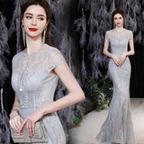 SOLVBAO Banquet Evening Dress  New Elegant Dress Long Sexy Fishtail Elegant Annual Meeting Host Dress for Women