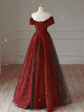 Solvbao A-line Black and Red Satin Long Prom Dress, Sweetheart Satin Party Dress Formal Dress