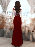 Solvbao Wine Red Velvet Strapes Long Party Dress with Leg Slit, Wine Red Prom Dress