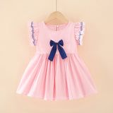 SOLVBAO Girls Dress  Children Shirt New Children's Clothes Medium and Big Children Bow Princess Dress Dress Girls