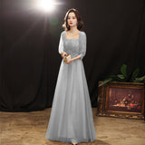 SOLVBAO Banquet Evening Dress  Summer New Gray Simple Sisters Group Party Dress Host Art Exam Performance Dress