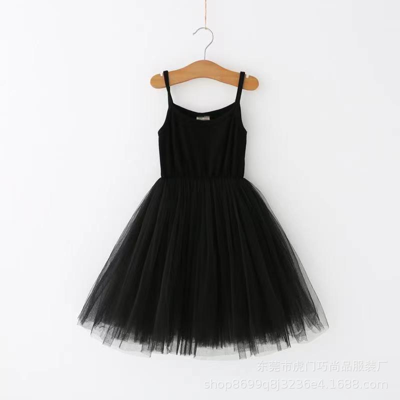 SOLVBAO Summer Cross-Border Foreign Trade Wholesale Girls' Braces Skirt Fashion Ice Silk Rib Double-Layer Breathable Mesh Princess Dress