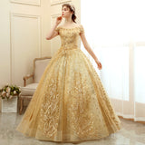 SOLVBAO Golden Evening Dress for Women  New Elegant Stage Performance Pettiskirt Long Host Company Annual Meeting Dress