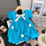 SOLVBAO Girls' Dress  Summer New Korean Style Little Kids' Princess Dress Western Style Children's Baby Summer Short Sleeve Skirt