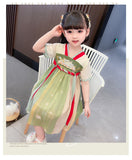 SOLVBAO Children Hanfu Summer Ancient Style Ribbon Dress Super Fairy Ethnic Style Children's Tang Costume Embroidery Girls' Han Chinese Costume