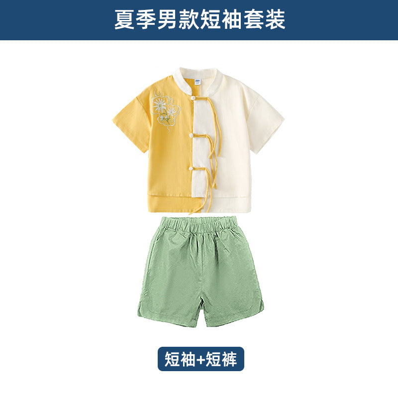 SOLVBAO Summer Children's Chinese Style Performance Wear Children's Day Girls' Han Chinese Costume Skirt Boys' Dance Costume