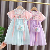 SOLVBAO Hanfu Girls Summer Dress  New Ancient Costume Chinese Style Super Fairy Dress Children's Ancient Tang Suit Summer