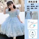 3-10 Years Old Girl Princess Elsa Dress Summer New Frozen Fashionable Dress Little Girl Bubble Skirt